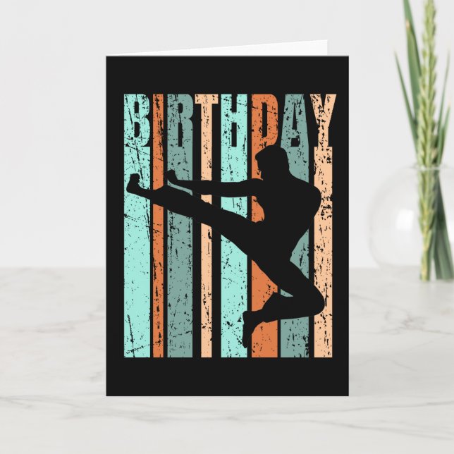 Karate Birthday Mens Kids Boys Retro Vintage Card (Front)