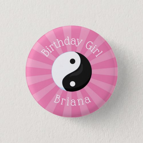 Karate Birthday Party Girl Button