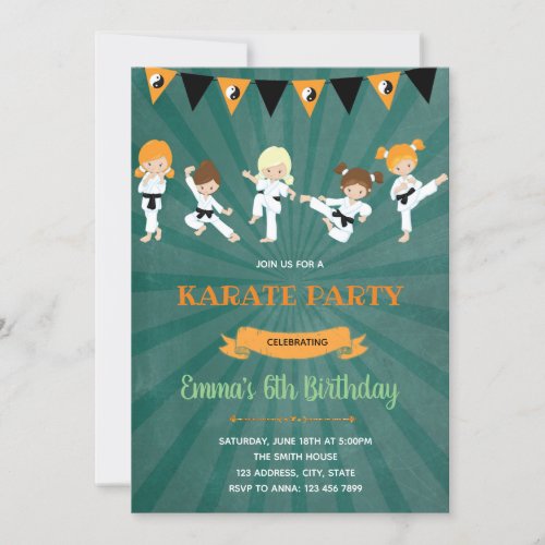 Karate Birthday Party Invitation