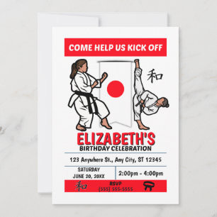 Karate Birthday Party Invitation (Girls)