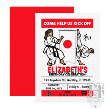 Karate Birthday Party Invitation (Girls)