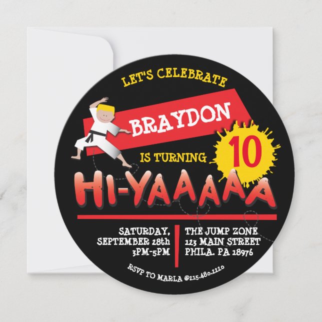 Karate Birthday Party Invitation Red Invitation (Front)