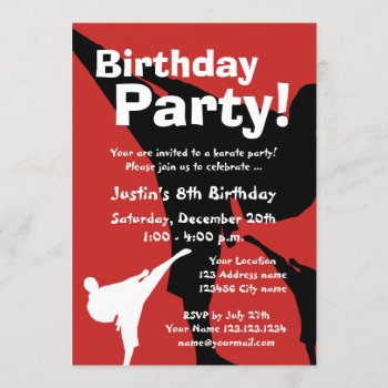 Karate Birthday Party Invitations For Kids by logotees at Zazzle