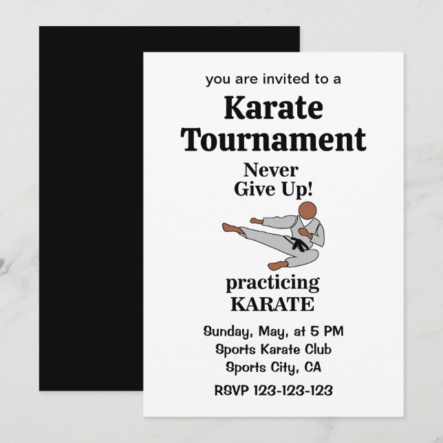 Karate Black Belt Martial Arts Tournament Invitation (Front/Back)