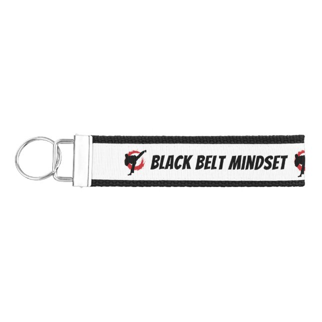 Karate Black Belt Mindset | Martial Arts Gift Wrist Keychain (Keys on Left)