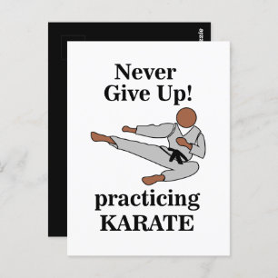 Karate Black Belt Never Give Up Martial Arts  Postcard
