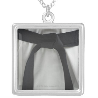 Karate black belt silver plated necklace