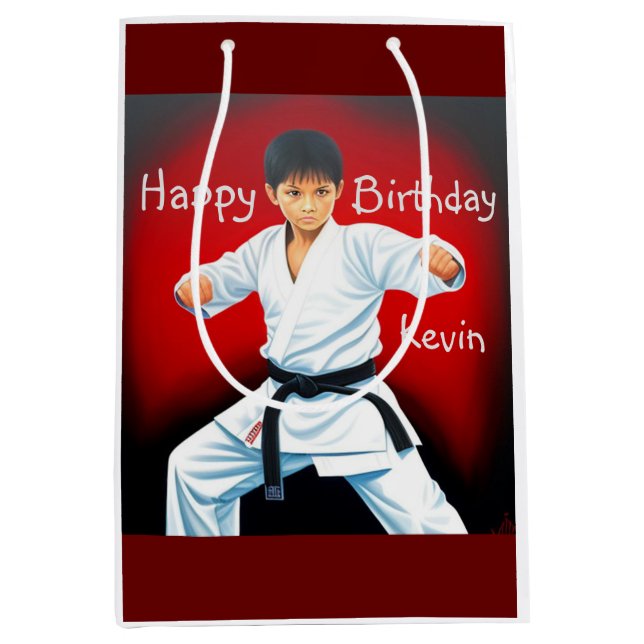 Karate Boy Birthday Gift Bag (Front)