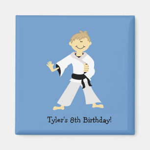 KARATE Boy Blackbelt Birthday Favor magnet