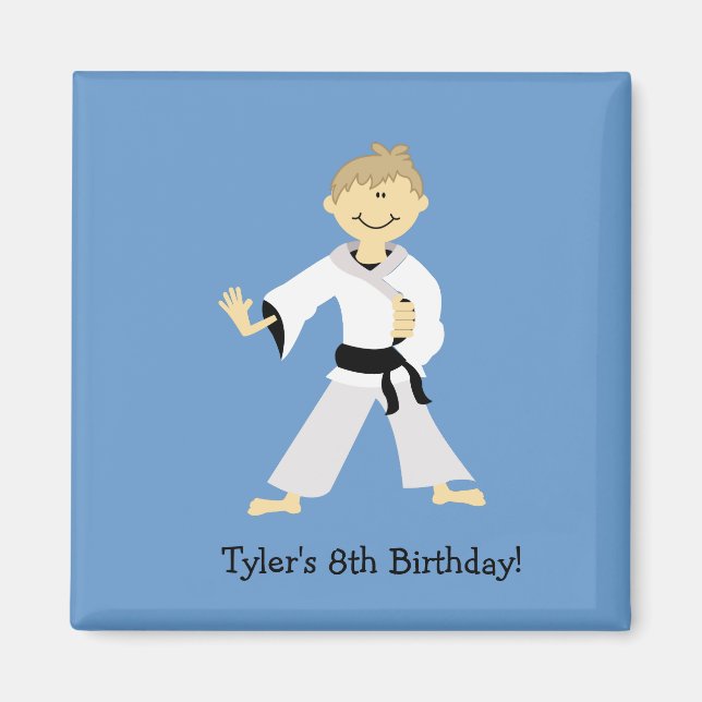 KARATE Boy Blackbelt Birthday Favor magnet (Front)