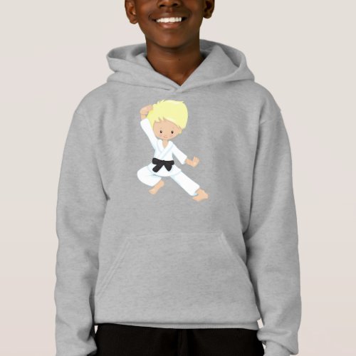 Karate Boy Cute Boy Black Belt Blond Hair Hoodie