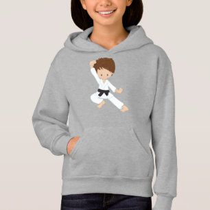 Karate Boy, Cute Boy, Black Belt, Brown Hair Hoodie