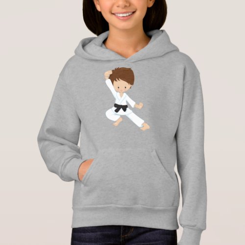 Karate Boy Cute Boy Black Belt Brown Hair Hoodie