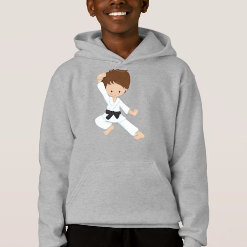 Karate Boy Cute Boy Black Belt Brown Hair Hoodie