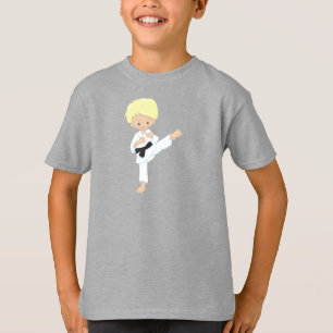 Karate Boy, Cute Boy, Blond Hair, Black Belt T-Shirt