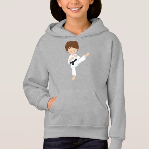 Karate Boy Cute Boy Brown Hair Black Belt Hoodie