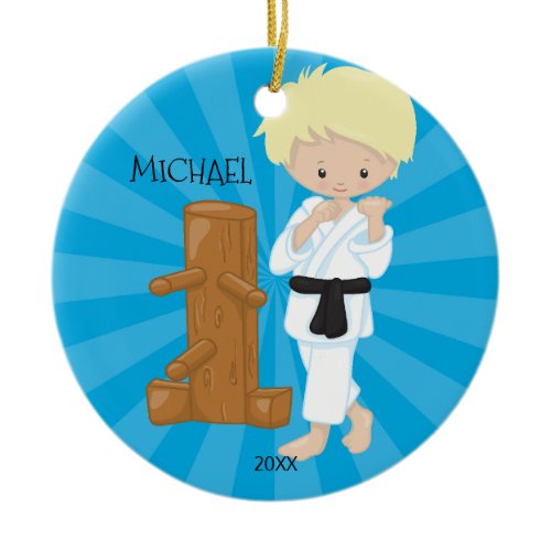 Karate Boy Personalized Christmas Ornament