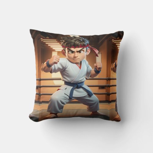 Karate Boy Throw Pillow