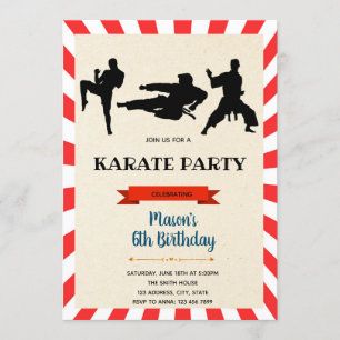 karate boys birthday invitation card