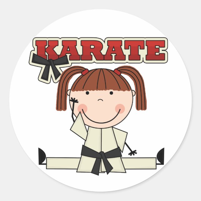 KARATE - Brunette Girl T-shirts and Gifts Classic Round Sticker (Front)