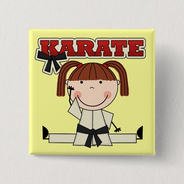 KARATE - Brunette Girl T-shirts and Gifts Pinback Button (Front)