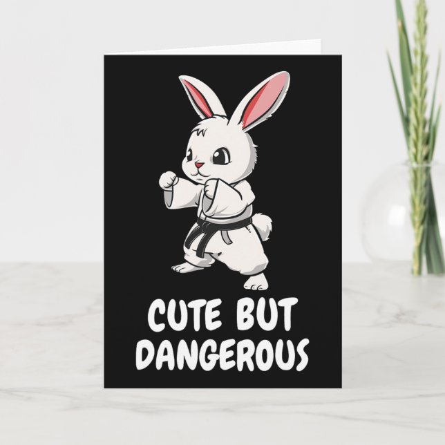 Karate Bunny Cute But Dangerous Funny Martial Arts Card (Front)