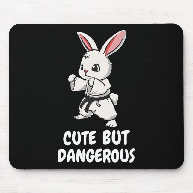 Karate Bunny Cute But Dangerous Funny Martial Arts Mouse Pad (Front)