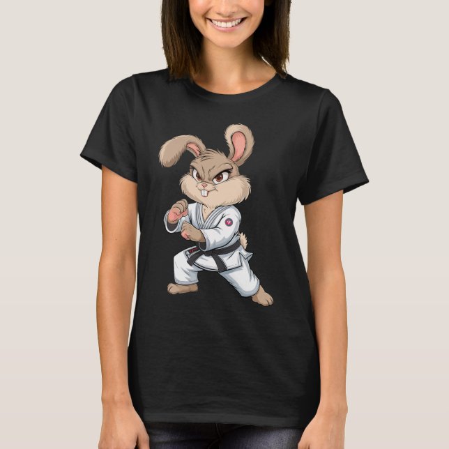 Karate Bunny Martial Arts Rabbit Funny For Kids Bo T-Shirt (Front)