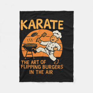 Karate Burgers Flip Cooking Martial Arts Humor Des Fleece Blanket