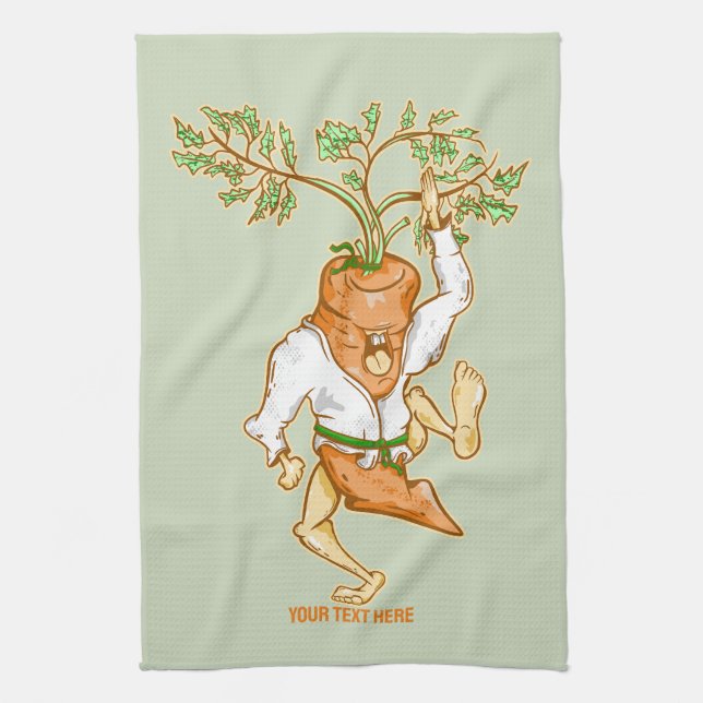 Karate carrot martial arts kitchen towel (Vertical)