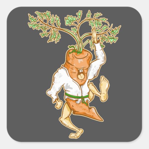 Karate carrot martial arts square sticker