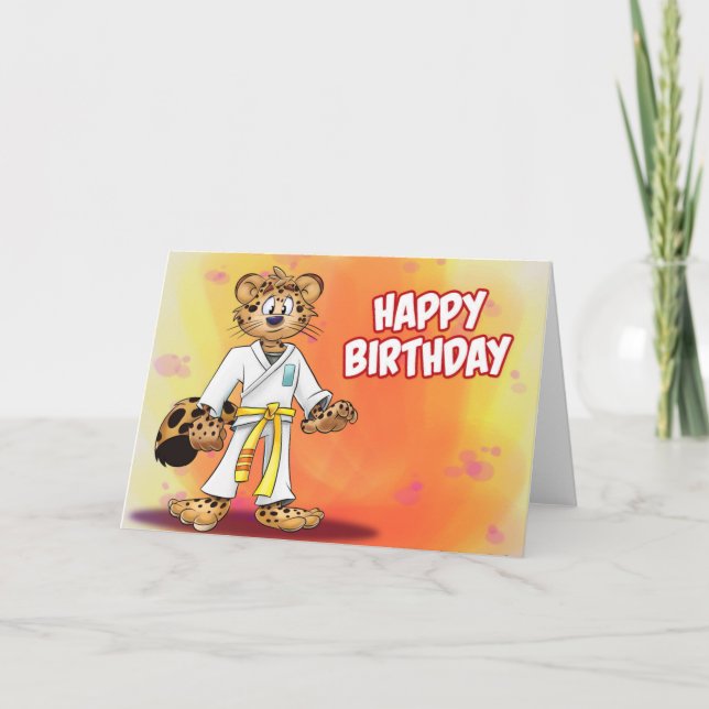 karate cartoon birthday card (Front)