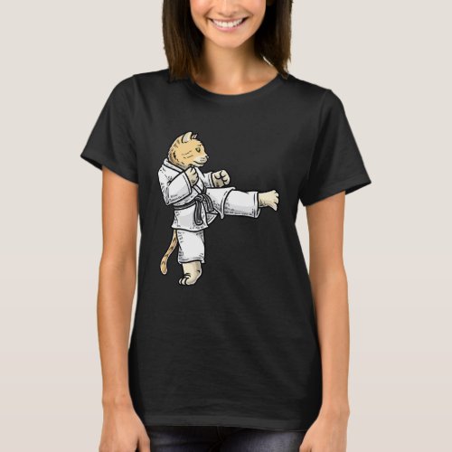 Karate Cat Black Belt Martial Training Taekwondo T_Shirt
