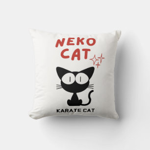 KARATE CAT BLACK CAT NEKO THROW PILLOW