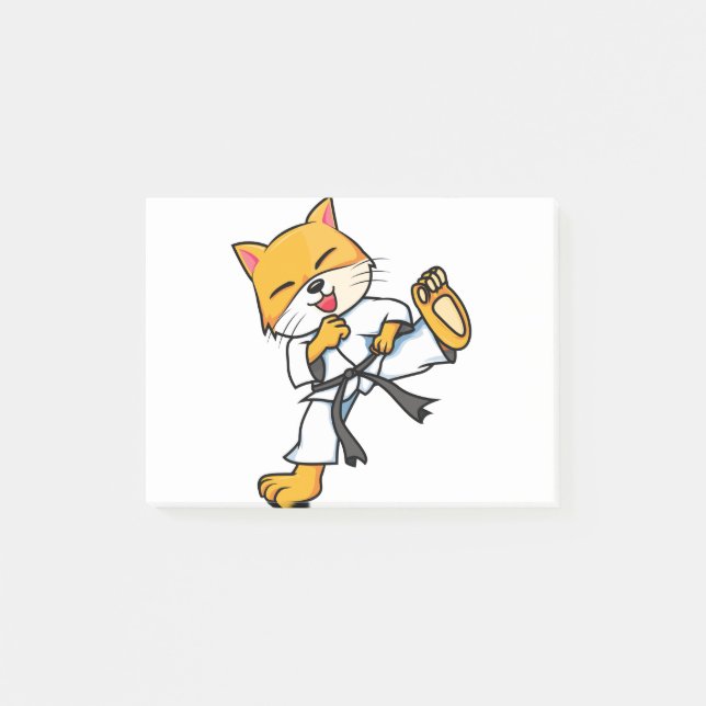 Karate Cat Cartoon Funny Post-it Notes (Front)