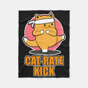 Karate Cat Design For Sports Fans - Cat-rate Kick Fleece Blanket