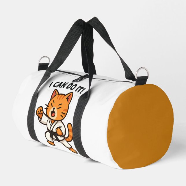 Karate Cat Sticker Duffle Bag (Left Corner)