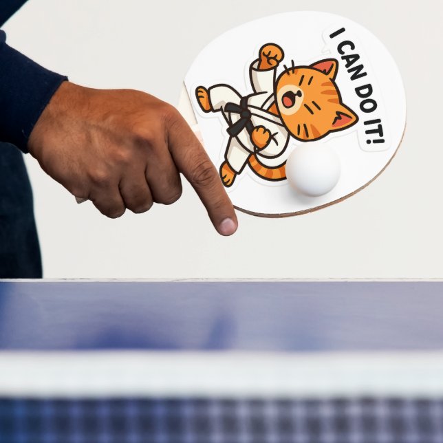 Karate Cat Sticker Ping Pong Paddle (Insitu)