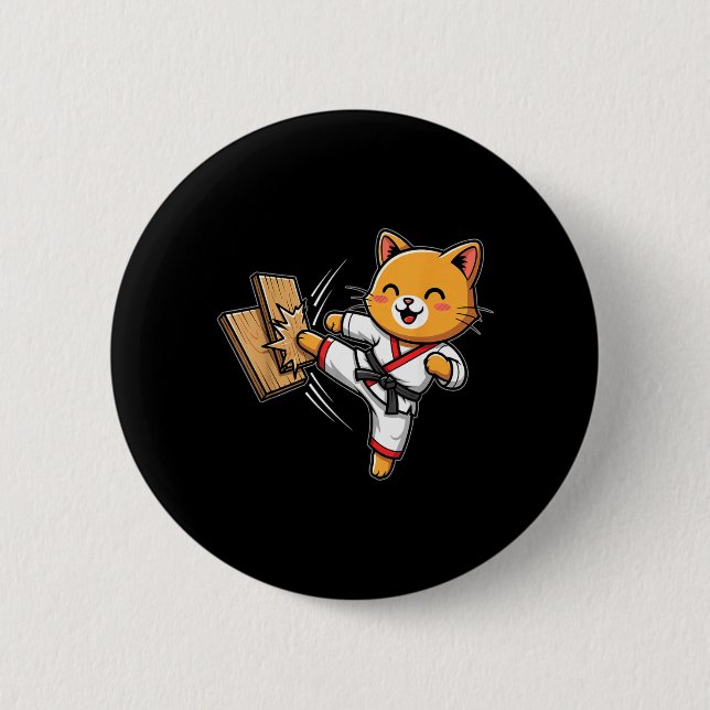 Karate Cat Taekwondo Button (Front)