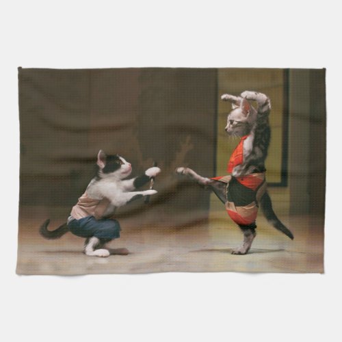 Karate cats kitchen towel