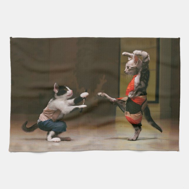 Karate cats kitchen towel (Horizontal)