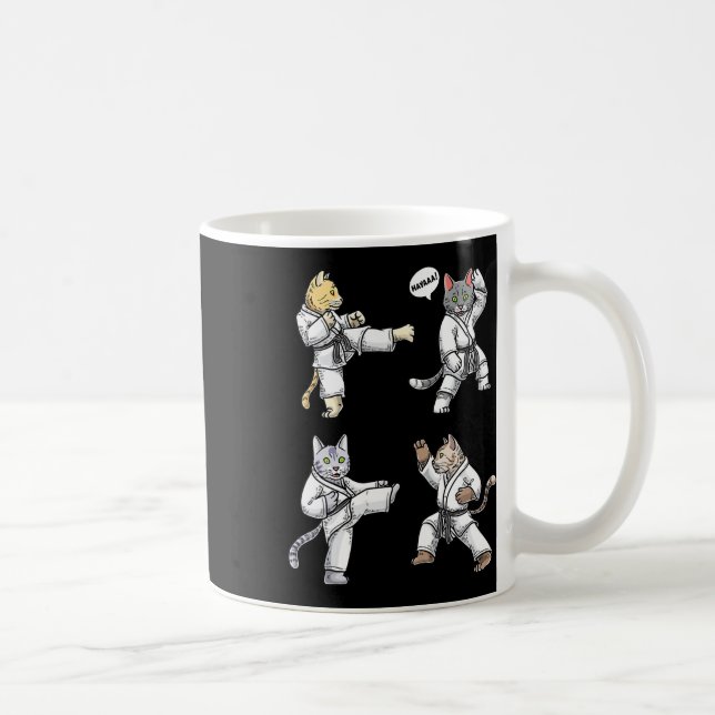 Karate Cats Martial Art Training Black Belt Taekwo Coffee Mug (Right)