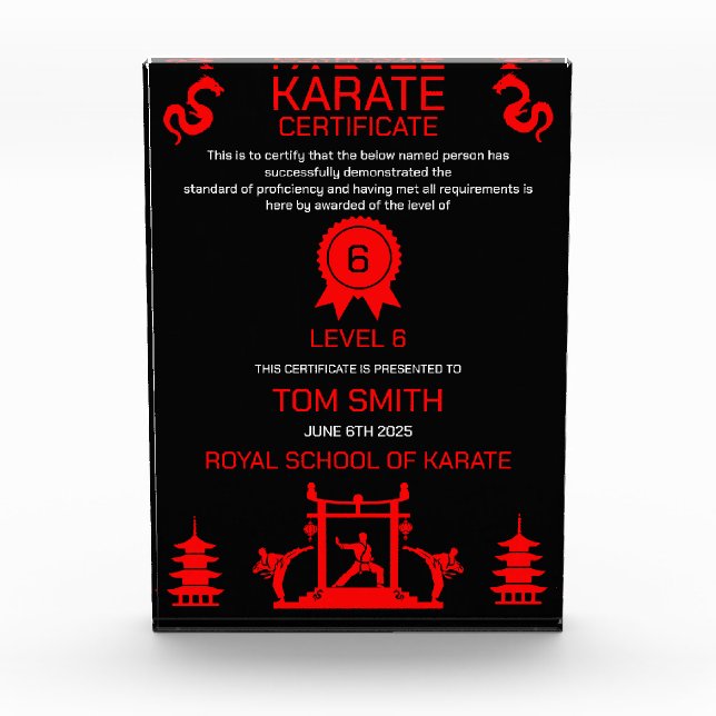 Karate Certificate Award (Front)