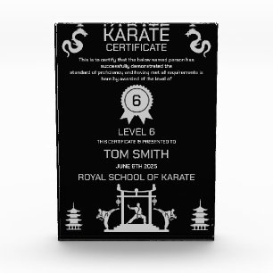 Karate Certificate Award
