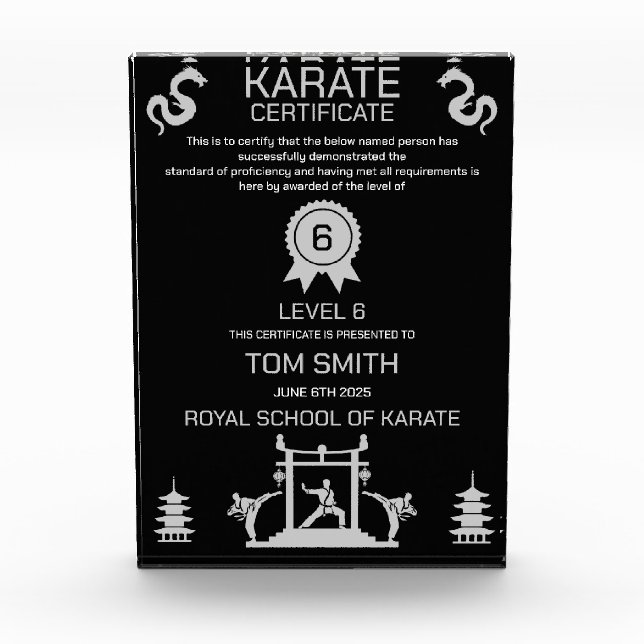 Karate Certificate Award (Front)