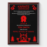 Karate Certificate Award