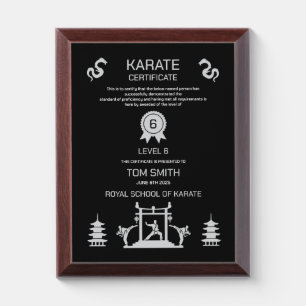 Karate Certificate Award Plaque