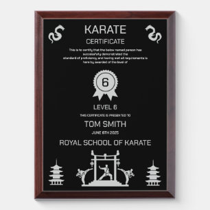 Karate Certificate Award Plaque