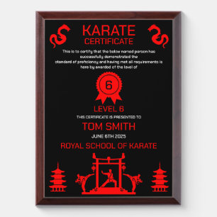 Karate Certificate Award Plaque