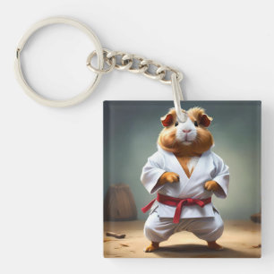 **"Karate Champion: The Fearless Guinea Pig"** Keychain